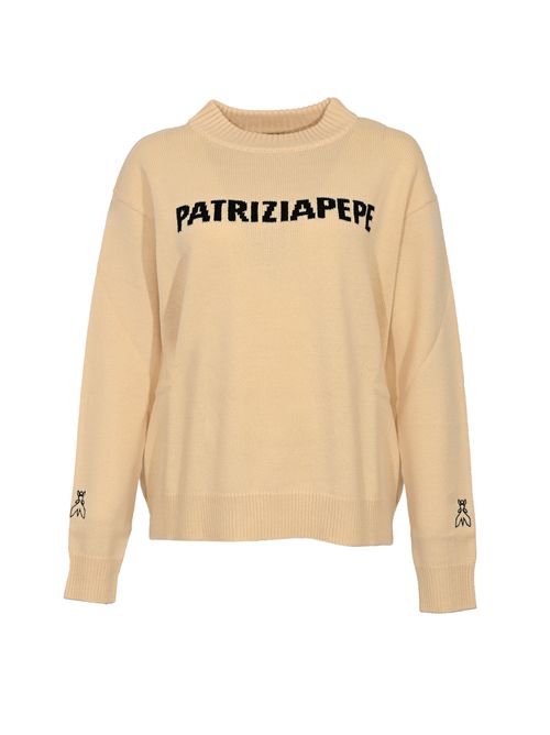 Maglione girocollo in misto lana con logo Patrizia Pepe | 8K0335 K282W402
